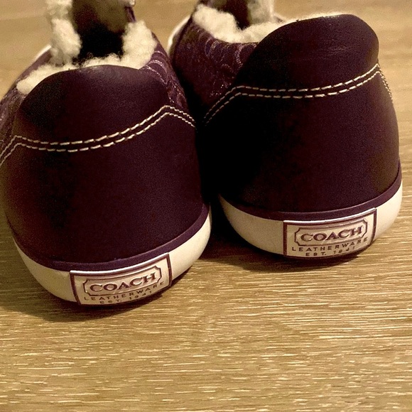 [Coach] Signature Shearling Flat Sneaker Tennis Shoes in Purple Lilac Womens 5.5 - Picture 8 of 15